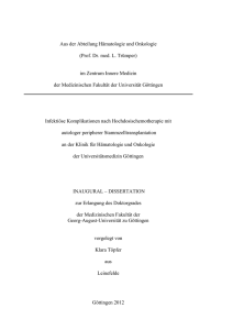 Infekti&ouml;se Komplikationen nach Hochdosischemotherapie mit