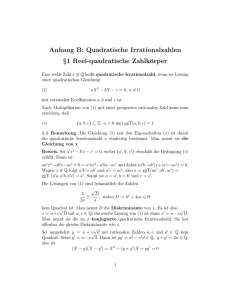 Anhang B: Quadratische Irrationalzahlen §1 Reel