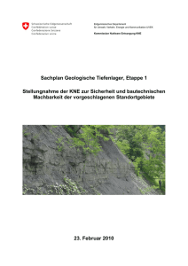 Sachplan Geologische Tiefenlager, Etappe 1 Stellungnahme der