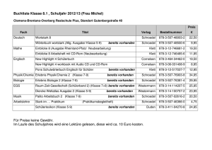 Buchliste Klasse 8.1 , Schuljahr 2012/13 (Frau Michel)