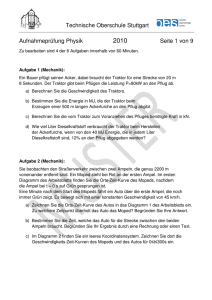 Technische Oberschule Stuttgart Aufnahmeprüfung Physik Seite 1