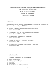 Mathematik für Physiker, Informatiker und Ingenieure I