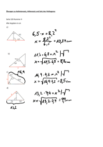 Übungen zu Kathetensatz, Höhensatz und Satz des Pythagoras