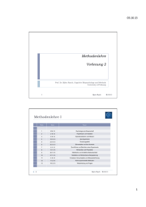 Methodenlehre Vorlesung 2 Methodenlehre I