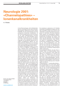 Neurologie 2001: $$ «Channelopathies»