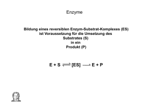 E + S [ES] E + P Enzyme