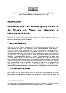 Rainer Kuhlen Informationsethik die Entwicklung von Normen für