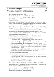 7. Klasse L¨osungen 7 Probleme l¨osen mit Gleichungen 07