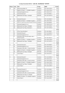 Liste der „Kaufbücher“ 2014/15 Klasse Fach Titel Verlag ISBN Preis