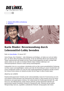 Karin Binder: Bevormundung durch Lebensmittel