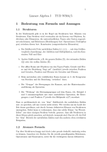 Lineare Algebra I TUD WS04/5 1 Bedeutung von Formeln und