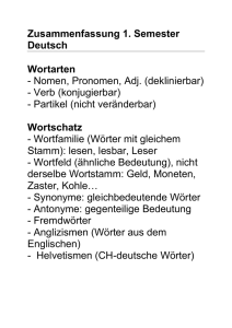Zusammenfassung 1. Semester Deutsch Wortarten