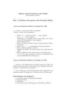 Algebra und Geometrie in der Schule Kap. 1: Rechnen mit ganzen