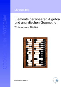 Elemente der Linearen Algebra und Analytischen Geometrie