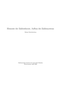 Elemente der Zahlentheorie, Aufbau des