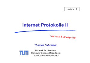Internet Protokolle II - Network Architectures and Services