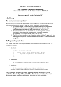 Vorkurs WS 2014/15 der Fachschaft 07 Eine Einführung in die