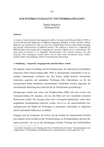 ZUR INTERKULTURALIT&Auml;T VON WERBEKAMPAGNEN Stanka