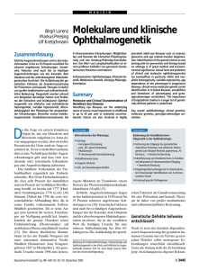 Molekulare und klinische Ophthalmogenetik Zusammenfassung