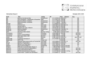 Bücherliste Klasse 8 Schuljahr 2014 / 2015 Fach Titel Verlag VN