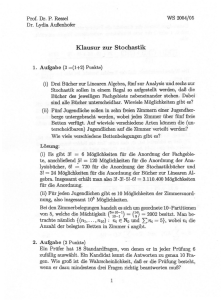 Stochastik Ressel 2005 Erstklausur mit Lösung