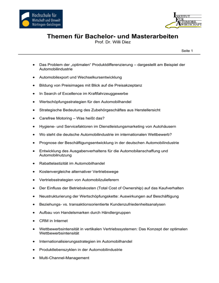 bachelor thesis themen einkauf