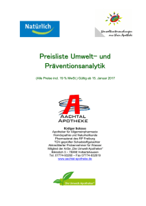 Preisliste Umwelt- und Präventionsanalytik - Aachtal