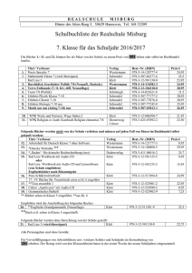 Schulbuchliste der Realschule Misburg 7. Klasse für das Schuljahr