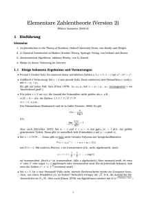 Elementare Zahlentheorie (Version 2)