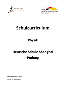 Schulcurriculum - Deutsche Schule Shanghai Pudong