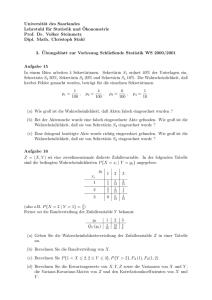 Universität des Saarlandes Lehrstuhl für Statistik und ¨Okonometrie