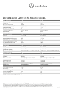 Die technischen Daten des SL-Klasse Roadsters. - Mercedes