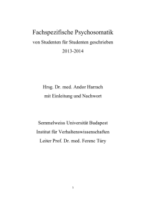 Fachspezifische Psychosomatik - Institute of Behavioural Sciences