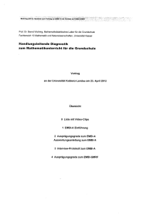 Handlungsleitende Diagnostik zum Mathematikunterricht für die