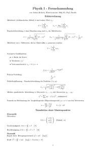 Physik I - Formelsammlung