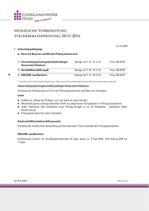 Mündliche Vorbereitung Steuerberaterprüfung 2015/2016