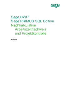 Sage HWP Sage PRIMUS SQL Edition Nachkalkulation