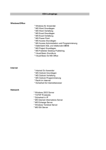 Windows/Office * MS Publisher Desktop Publishing * Visual Basic