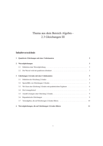 Thema aus dem Bereich Algebra