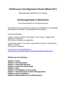 Einführung in die Allgemeine Chemie (Modul AC1)