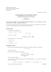 Seminaraufgaben zum Grundkurs Analysis Serie 3 Reelle Zahlen