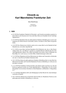 Chronik zu Karl Mannheims Frankfurter Zeit - Goethe