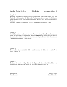 Junior Euler Society Rämibühl Aufgabenblatt 9