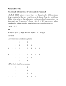 Dimensionale Zahlensysteme für praesemiotische Matrizen II
