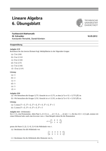 Lineare Algebra 6. Übungsblatt