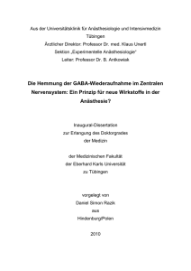 Die Hemmung der GABA-Wiederaufnahme im Zentralen