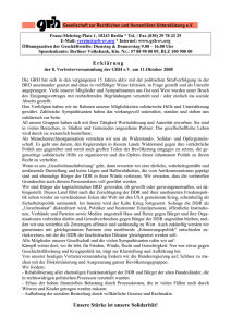 Erklärung der 8. Vertreterversammlung der GRH am 11.10.2008