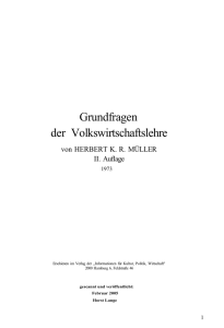 Herbert KR Müller / Grundfragen der Volkswirtschaftslehre