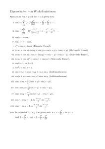 Eigenschaften von Winkelfunktionen