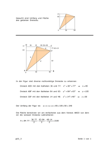 Gesucht sind Umfang und Fläche des getönten Dreiecks. g63_3